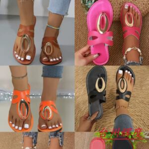 Women’s metal buckle slides
